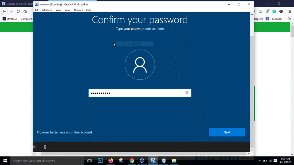 set confirm password in windows 10