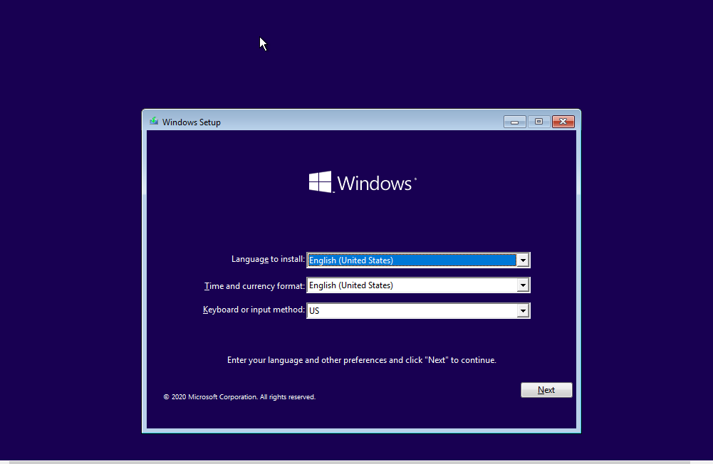 select language during windows 10 installation