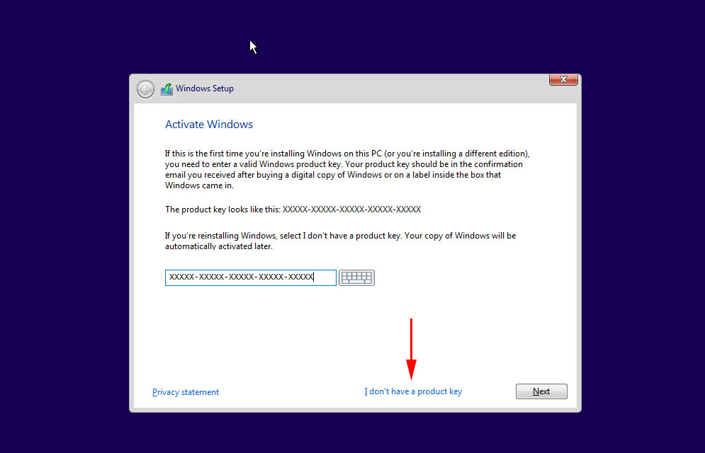 put a windows 10 product key