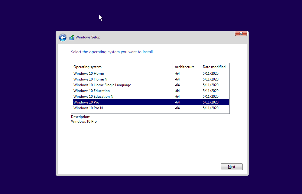 select windows 10 edition