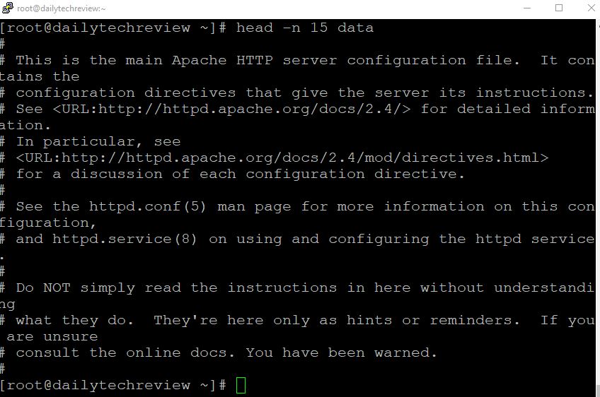 Linux head command in Hindi