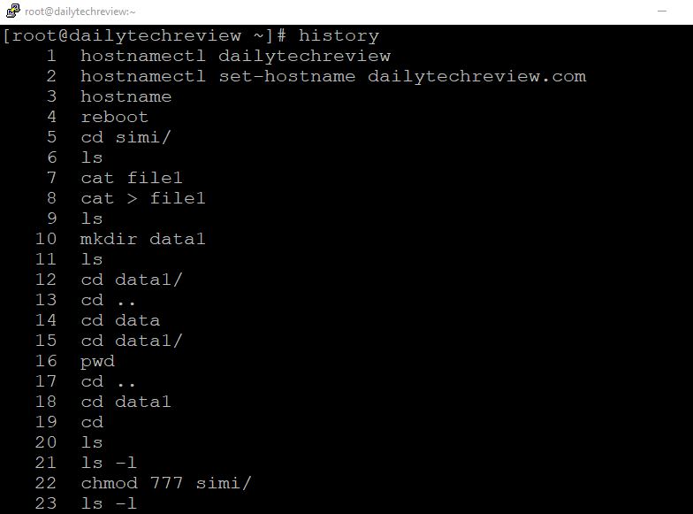 Linux history command in Hindi