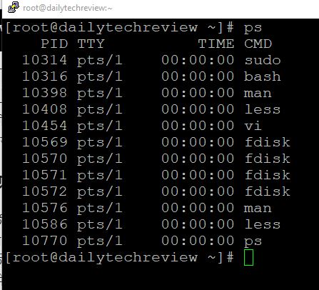 ps Linux command in Hindi