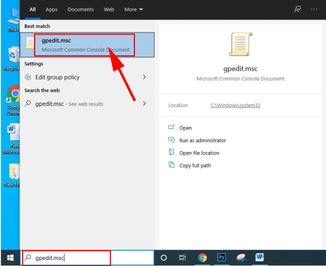 search group policy in windows 10
