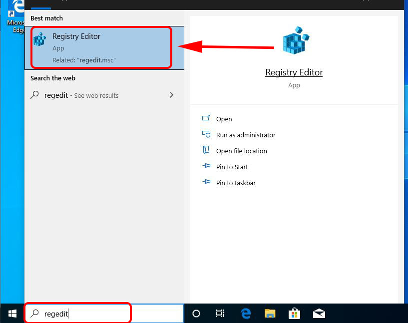 open registry in windows 10