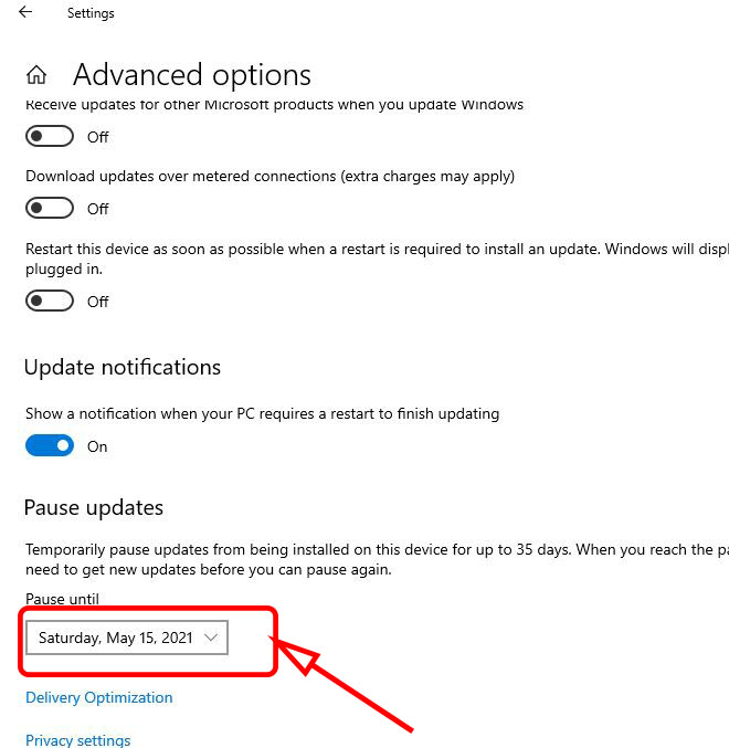 click on advance option in windows 10