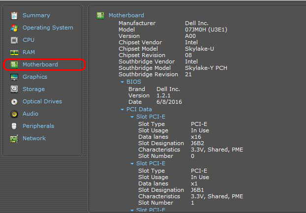 get motherboard information through Speccy