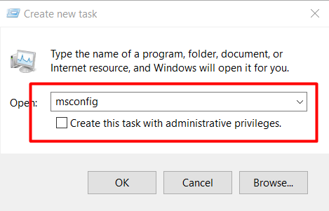 run msconfig command in windows 10