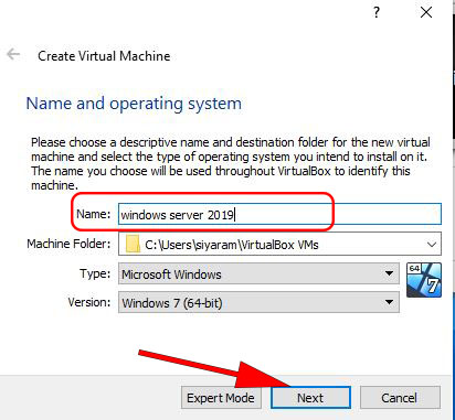 assign name for virtual machine in virtual box 6.1