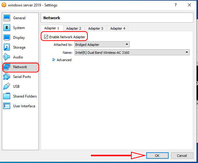 add network adaptor in virtual machine