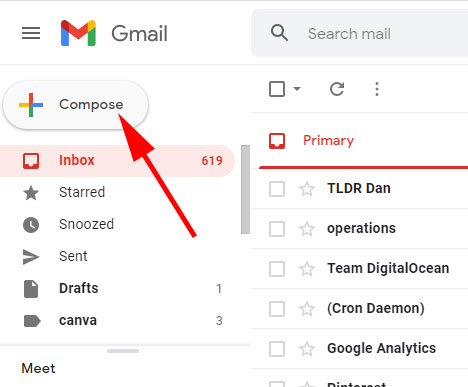 Click on Compose in Gmail Account