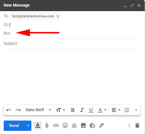 Set BCC mail id in Gmail Account