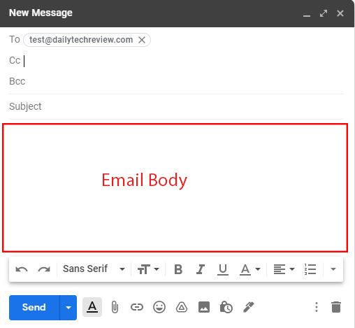 Email Body  in Gmail Account
