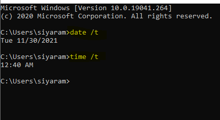 check date and time in windows command 