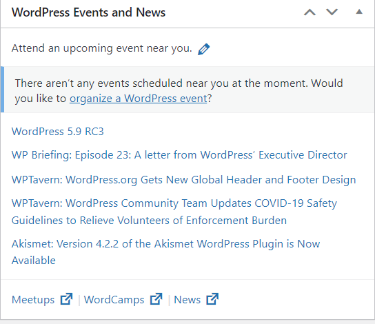  wordpress dashbaord news