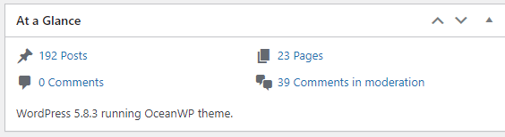  wordpress dashbaord At a Glance