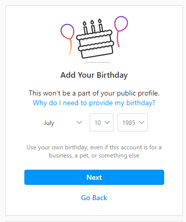 Add Your Birthday on Instagram Account