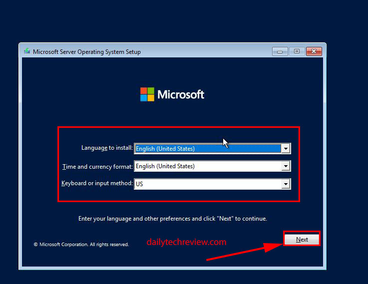 select language foe windows server 2022