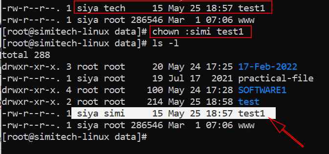 change group name with  linux chown command