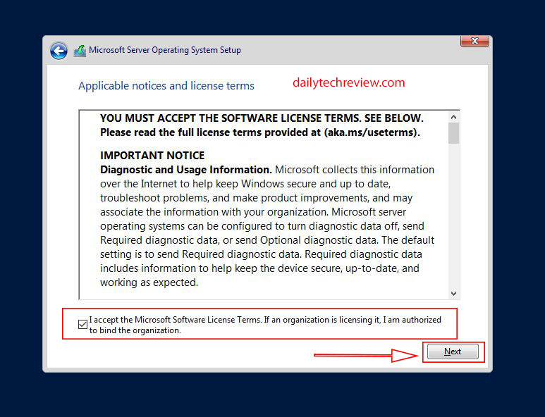 Accept Microsoft term and lienee