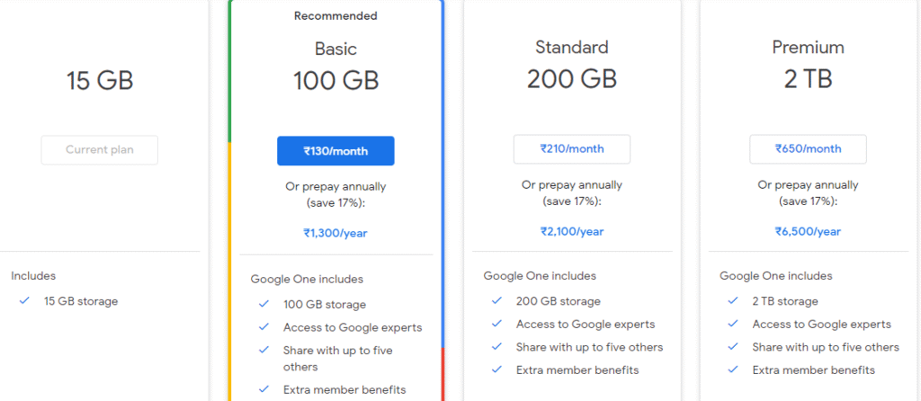 google drive subscription india