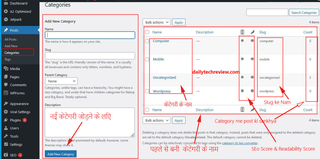 Add Category in WordPress