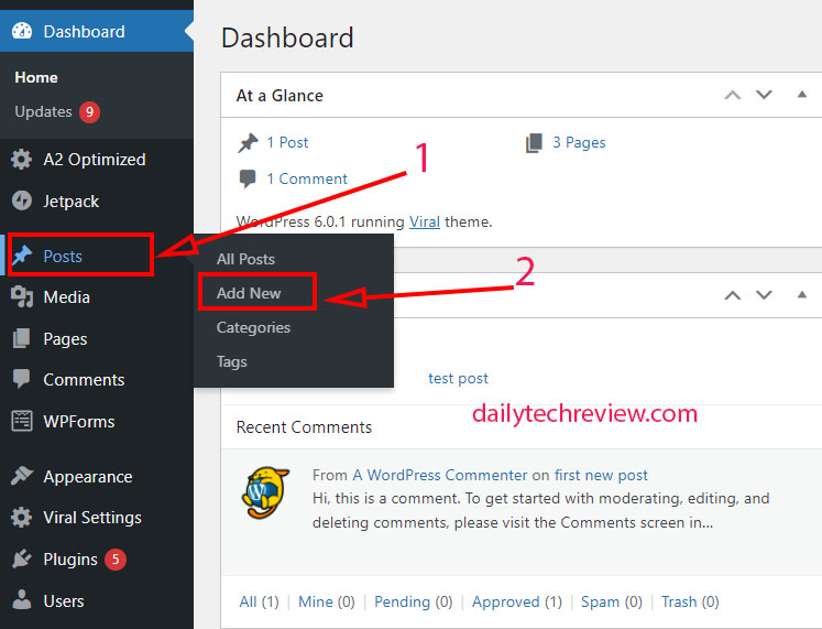 Create New Article in WordPress 