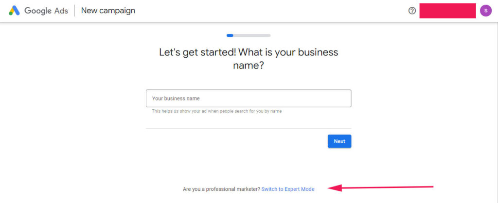 Create New Campaign in Google