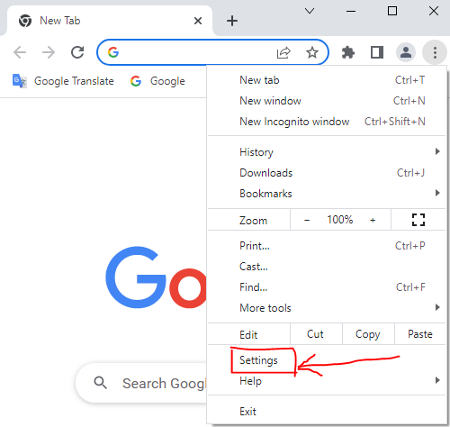 google chrome setting 