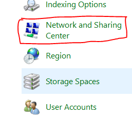 Network and Sharing Center in widows operating system