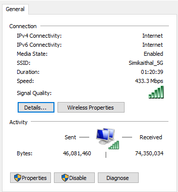 Network Details In Windows System