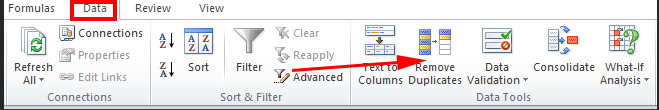 Remove duplicate data in excel 