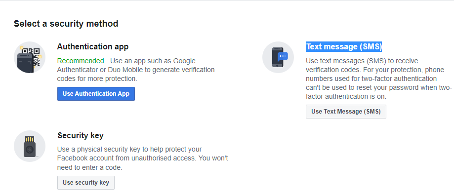 Facebook Two Factor Authentication 