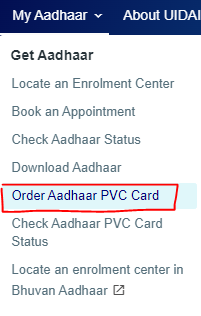 Order Aadhar PVC Card