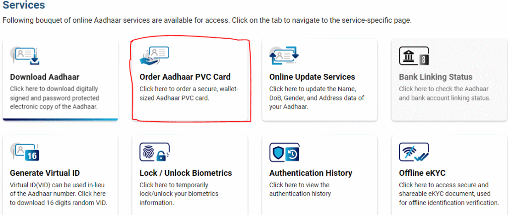 Order Aadhar PVC Card 