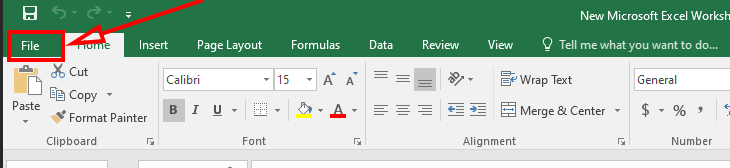 Ms Excel File Menu