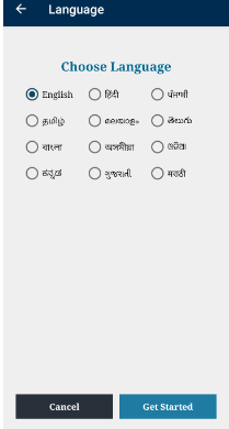 select language in voter helpline app