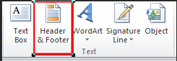 Excel Header footer 