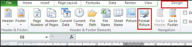 Picture Format in excel spreadsheet 
