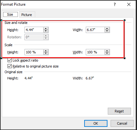 Adjust watermark picture height and Width 