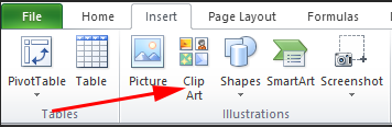 ms excel clip art feature