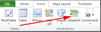 insert smart art in ms excel 
