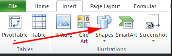 insert Shapes in  ms excel 
