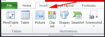 insert Tab in ms excel 
