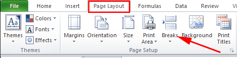 page break in excel 