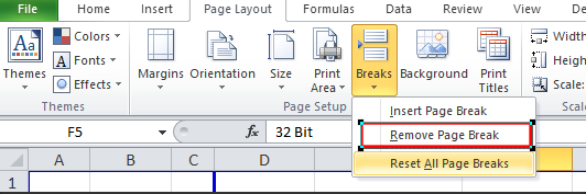 page break in excel 