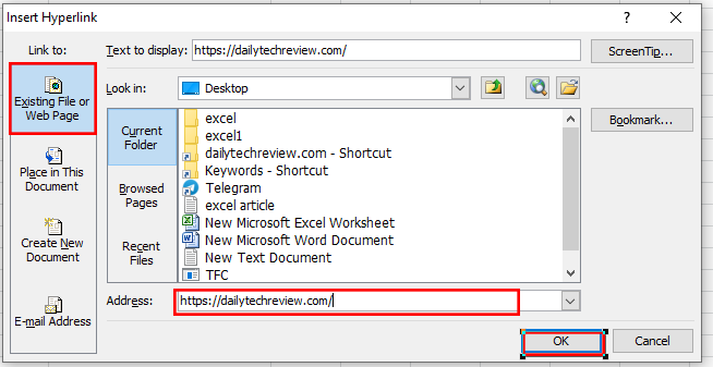 Link a website with a hyperlink