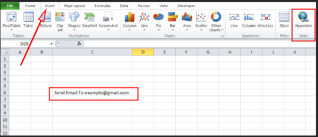 हाइपरलिंक से ईमेल भेजने के लिए