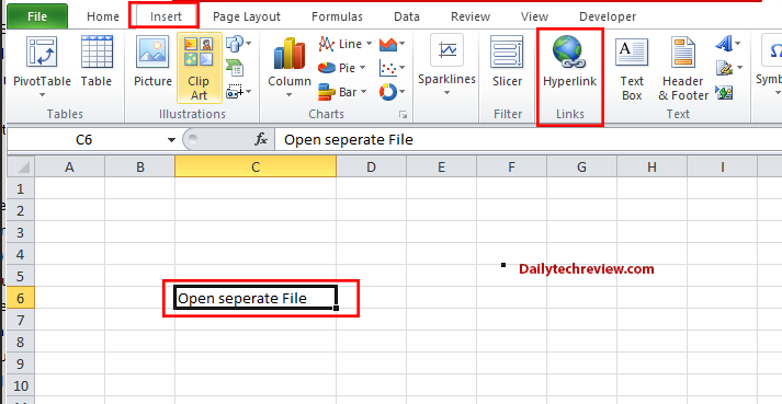 हाइपरलिंक से  अन्य फ़ाइल से लिंक करें 