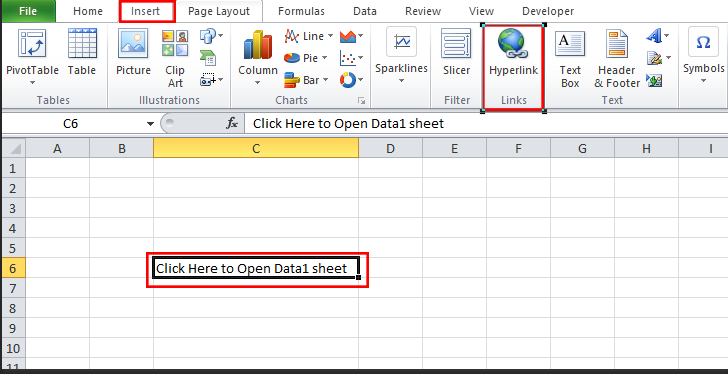 हाइपर लिंक से एक वर्कशीट को दूसरे वर्कशीट से लिंक करना